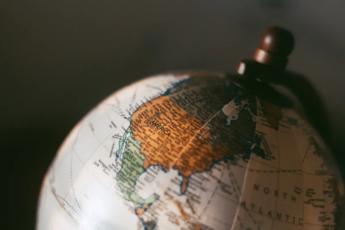 North America shown on a globe
